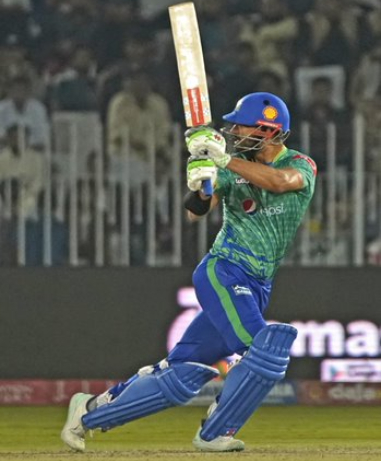 Shan Masood pulls a shot towards the boundary